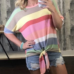 NWOT Jodifl Striped Top with Tie